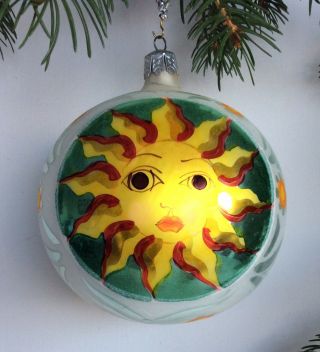 Christopher Radko “mediterranean Sunshine” Glass Ball Christmas Ornament Sun