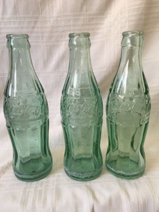 3 Vintage Coca - Cola Soda Bottles Coke Nashville Tennessee Kansas City Mo Cent