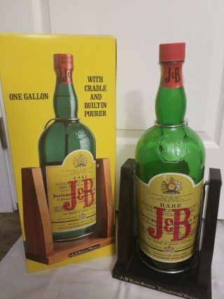 Vintage Large J&b Scotch Liquor Display Bottle Swing Cradle Bar Collectible Box