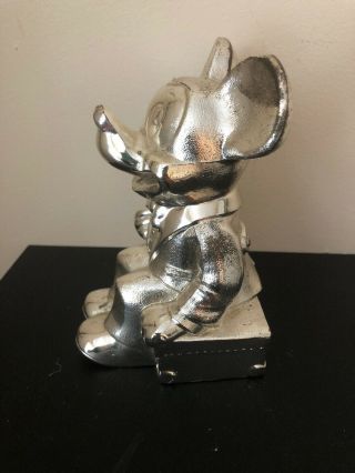 Vintage 1960 ' s Leonard Walt Disney Mickey Mouse Silver Plated Metal Coin Bank 3