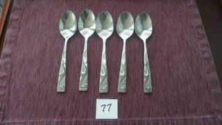 Set Of 5 Oneida Tuscany Oval Soup Spoons Stainless Flatware