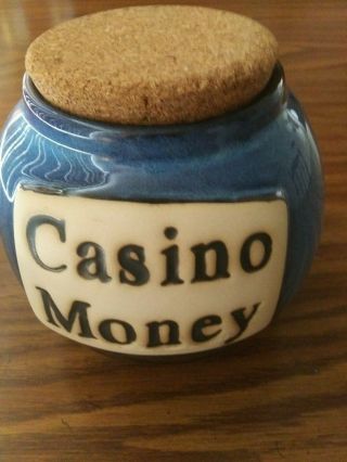 Casino Money Ceramic Jar With Cork Lid By Tumbleweed Pottery