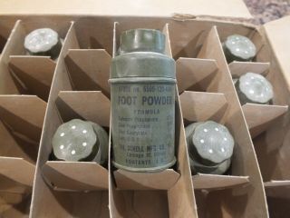 Old Military Ww2 Issue Medicine Tin Foot Powder Scholll Mfg Co Chicago