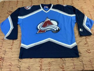 Vintage Starter Colorado Avalanche Alternate Baby Blue Hockey Jersey Size Xl