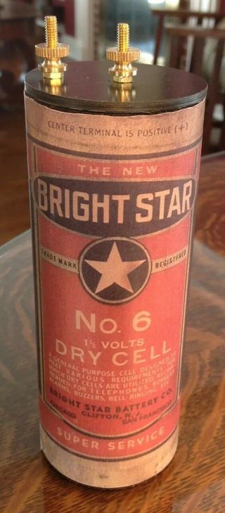 Antique Refillable 6 Bright Star Dry Cell Battery Telephone,  Radio,  Lantern
