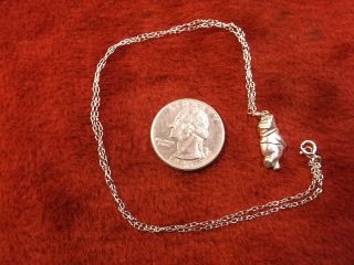 Older Vtg Sterling Silver " Winnie The Pooh " Charm/pendant,  Necklace