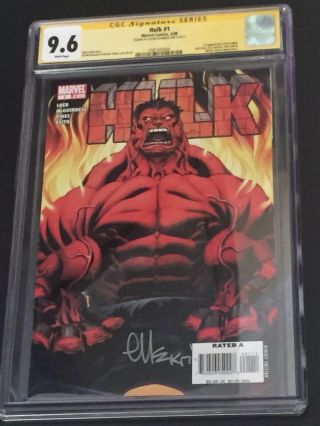Hulk 1 (2008) Key 1st Appearance Red Hulk Cgc 9.  6 Signed Ed Mcguiness