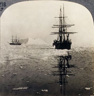 Keystone Stereoview Of Two Whaling Ships In The Arctic From The 1930’s T600 Set