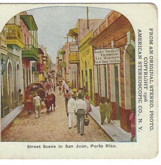 Street Scene,  San Juan,  Puerto (porto) Rico 1906 Quaker Oats Stereoview