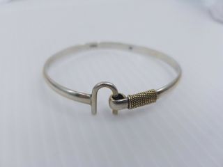 Vintage Cbc Sterling Silver Hook Caribbean Bracelet 14k Yellow Gold Rope Accent