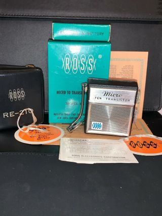 Vintage Ross Re - 210 Micro Ten Transistor Am Radio In Orig Box W/ Case