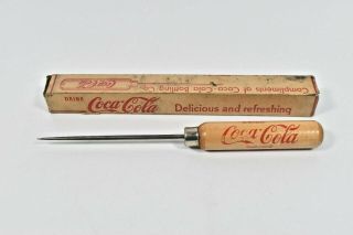 Vintage Coca Cola Ice Pick W/ Box Bottling Co.  Delicious & Refreshing