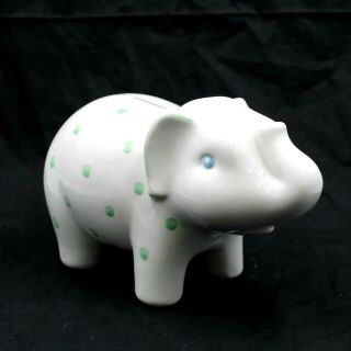 Tiffany & Co.  Ceramic White & Green Elephant Coin Piggy Bank Hand - Painted Italy