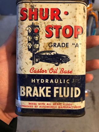 Shur Stop Brake Fluid Oil Can Vintage