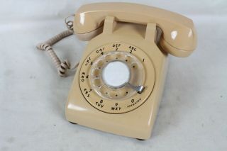 Vintage Lt Brown Cream Tan Rotary Phone Telephone Western Electric 500dm At&t