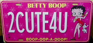 Betty Boop “2cute4u” License Plate