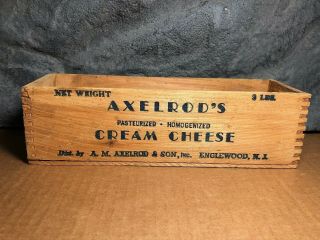 Vintage Axelrod’s | Cream Cheese Box | 3 Lb | Englewood Nj | Rustic | Wooden