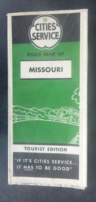 1935 Missouri Road Map Cities Service Gas Route 66