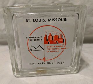 Vintage Pittsburgh Corning Glass Block Bank St Louis Mason Contractors Assn 3.  5 "