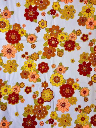 Retro 70s Flower Power Fabric Remnant Curtain Cotton 90x200cm