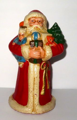 Vintage Santa Cast Iron Metal Toy Bank 8 " Tall Rs