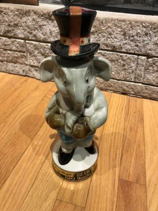 Vintage 1964 Jim Beam King Elephant Republican Decanter Whiskey Bottle