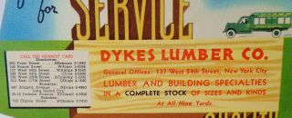 Dykes Lumber Co / York,  NY / Linen Advertising Postcard / Salesman ' s Sample 2