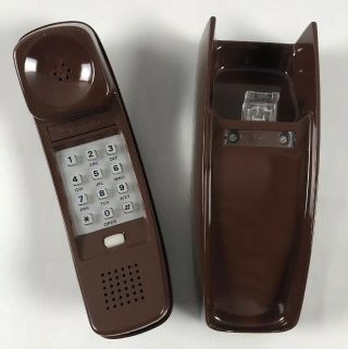 Vintage At&t Western Electric Trimline Wall Button Telephone - Brown.  Refurb