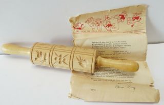 Springerle Rolling Pin With 12 Different Patterns And Recipe Sheet Germany