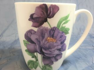 Roscher Watercolor Purple Flowers Bone China Mug Rose Mum Dahlia