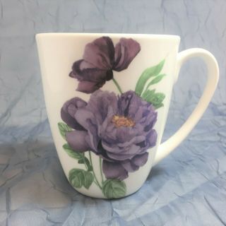 Roscher Watercolor Purple Flowers Bone China Mug Rose Mum Dahlia 2
