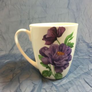 Roscher Watercolor Purple Flowers Bone China Mug Rose Mum Dahlia 3