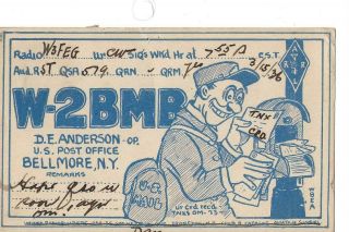 1936 W2bmb Bellmore N.  Y.  A Otto Eppers Design Qsl Radio Card