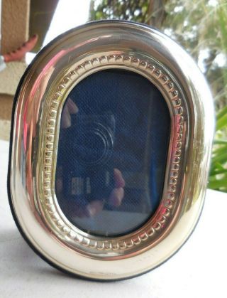 Vintage 4x5 Oval 925 Sterling Silver Picture Frame Holds 2.  5 " X 3.  5 "