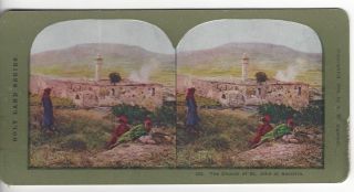 The Church Of St.  John At Samaria,  Palestine,  1904 Color Stereoview