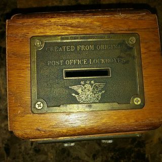 Vintage US Post Office Lock Box Coin Bank W/ Brass Door 3