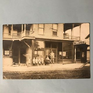 Granville York Ny Rppc Photo Postcard 1904 - 18 Store Front Billiards Hall
