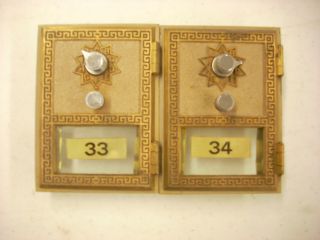 2 - Vintage 1966 Post Office Box Doors & Frame 33 & 34,  Made By National Lock
