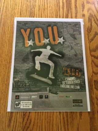 Tony Hawk ' s Underground PS2 Playstation 2 Xbox 2003 Vintage Poster Ad Art Print 2