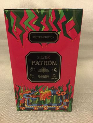 Silver Patron Limited Edition Dragon Tin Bottle Holder For Tequila 100 De Agave