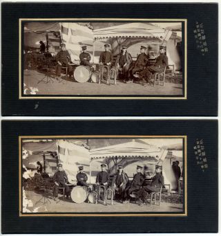 S191240 1900s Japan Antique Photo Japanese Performers With Musical Instrument