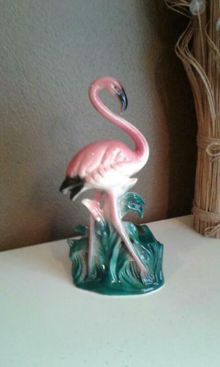Vintage Flamingo Ceramic Planter 10 "