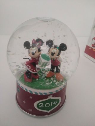 Walt Disney Store Mickey Minnie Mouse Snow Globe Water Christmas Holiday 2014