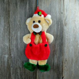 Bear Plush Christmas Stocking Vintage Teddy Rennoc Bib Overalls Stuffed 1985