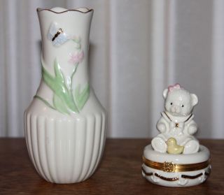 Lenox Treasures Box And Vase | Sailor Girl Teddy Bear Box - Vase |