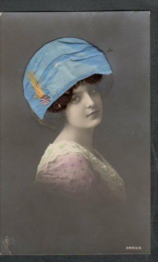 Hand Tinted Real Photo Postcards Circa 1910 With Real Hair And Silk Hat
