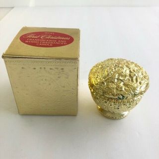 Vintage 1976 Avon First Christmas Frankincense Myrrh Candle Gold Jar Rare