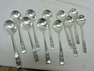 11 Oneida Community Plate Coronation Pattern Round Bowl Soup Spoons Silver Plate