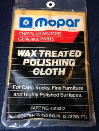 Vintage Mopar Wax Treated Polishing Cloth In Package