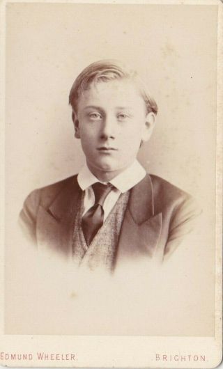 Old Vintage Cdv Photo Children Boy Tie Named Crichlow Brighton Sussex Wheeler F2